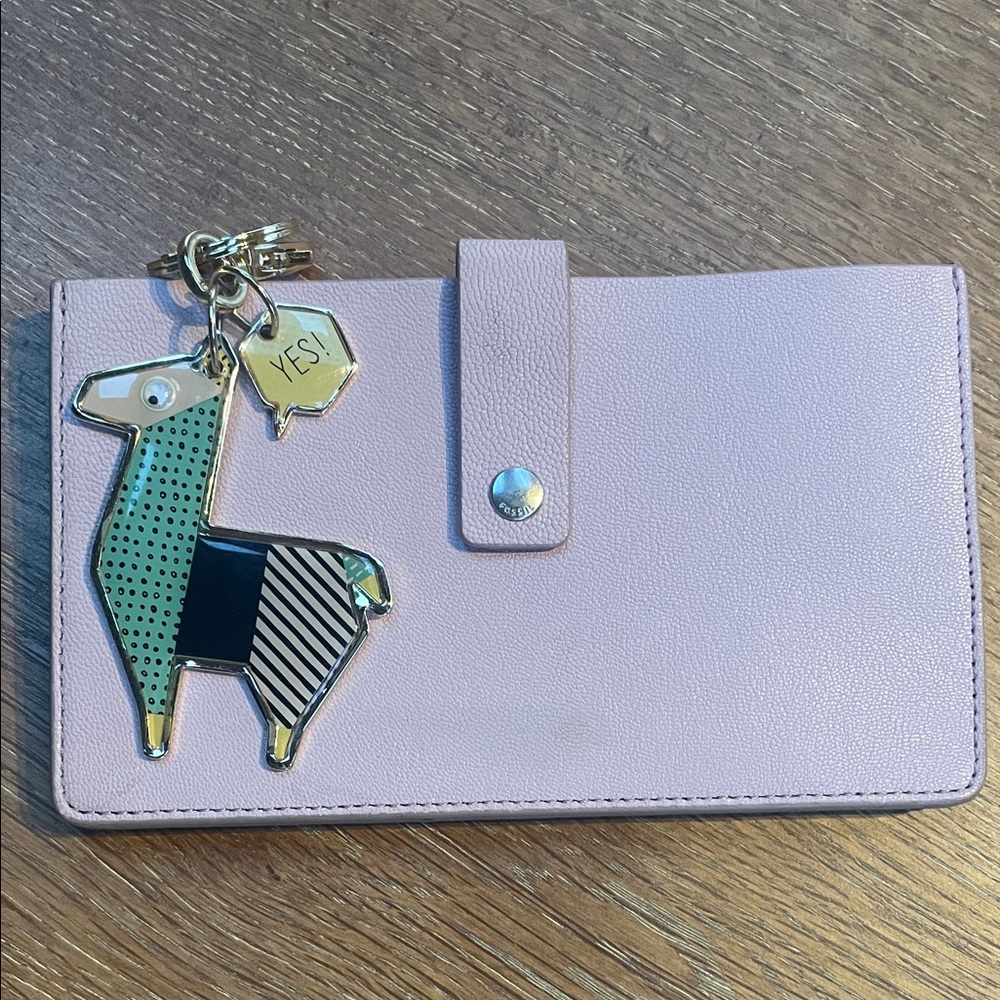 Fossil Pink Wallet with Llama Keychain